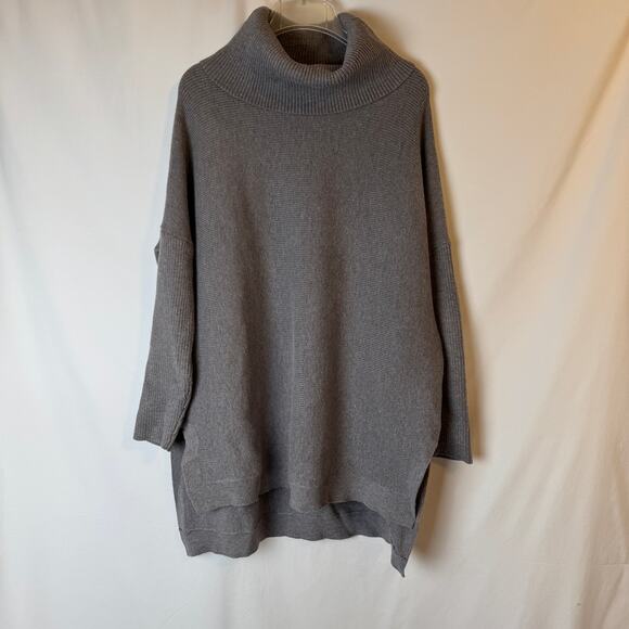 Anrabess Ribbed Turtleneck Oversized Sweater Gray Size M - Picture 2 of 7